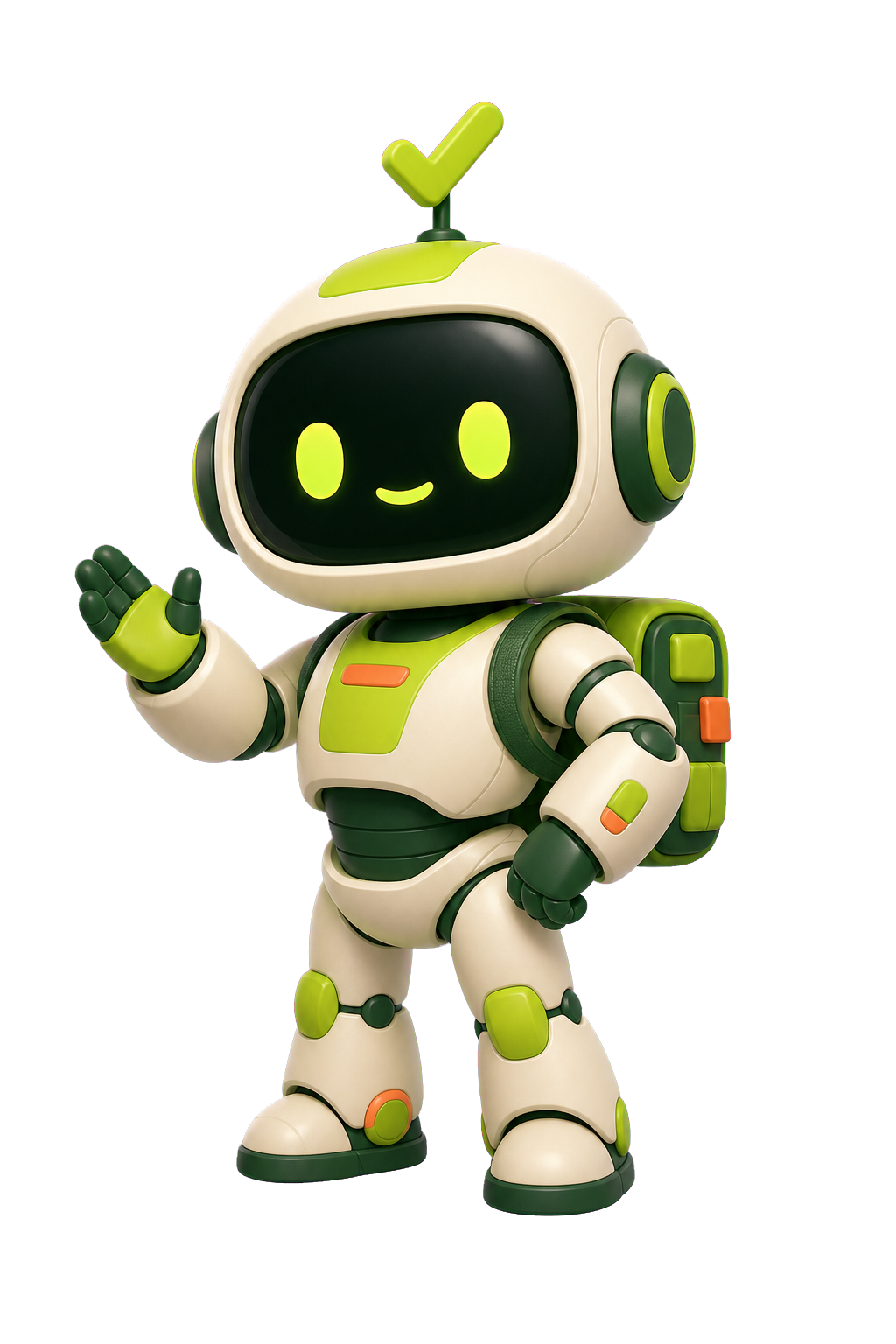 Prontinho, o mascote robô da TudoPronto, acenando